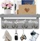 Wall-Mounted Key Holder – Solid Wood Rustic Organizer with 4 Double Hooks for Keys and Mail, Gray Entryway and Living Room Decor